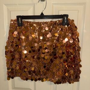 Sequin Embellished Gold Skirt